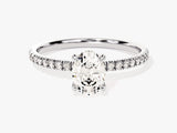 Hidden Halo Oval Lab Grown Diamond Engagement Ring with Sidestones (1.00 CT)