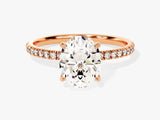 Hidden Halo Oval Lab Grown Diamond Engagement Ring with Sidestones (2.00 CT)