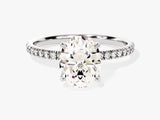 Hidden Halo Oval Lab Grown Diamond Engagement Ring with Sidestones (2.00 CT)