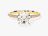 Hidden Halo Oval Lab Grown Diamond Engagement Ring with Sidestones (2.00 CT)