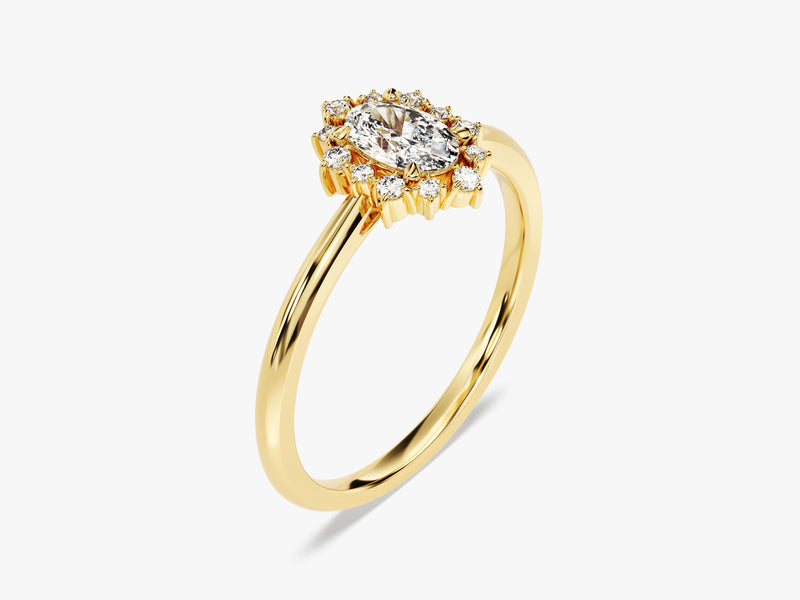 Sunburst Oval Lab Grown Diamond Engagement Ring (0.50 CT)
