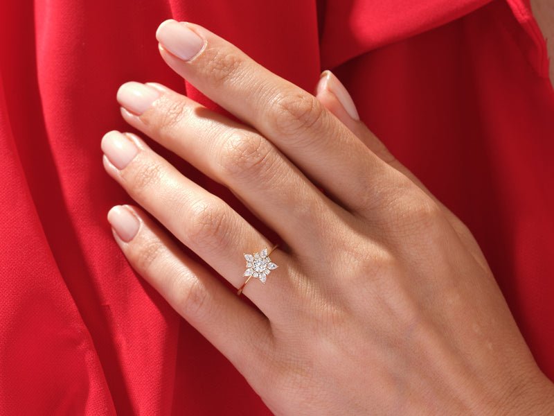 Floral Halo Lab Grown Diamond Engagement Ring