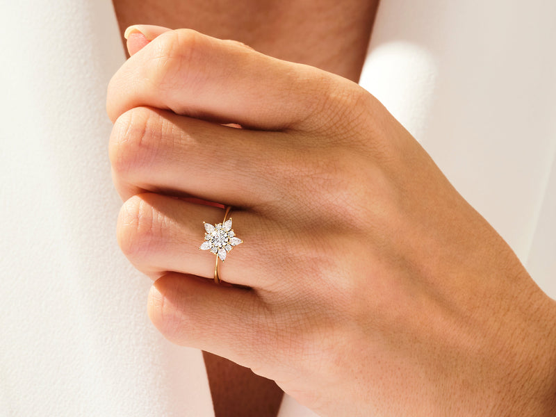 Floral Halo Lab Grown Diamond Engagement Ring