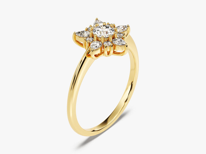 Floral Halo Lab Grown Diamond Engagement Ring