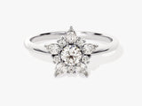 Floral Halo Moissanite Engagement Ring