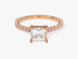 Princess Cut Moissanite Engagement Ring with Pave Set Side Stones (1.00 CT)