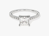 Princess Cut Lab Grown Diamond Engagement Ring with Pave Set Side Stones (1.00 CT)