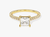 Princess Cut Lab Grown Diamond Engagement Ring with Pave Set Side Stones (1.00 CT)