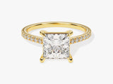 Princess Cut Lab Grown Diamond Engagement Ring with Pave Set Side Stones (2.00 CT)