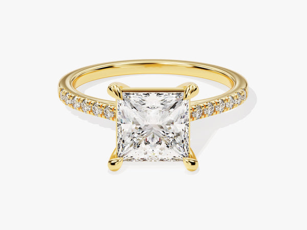 Princess Cut Lab Grown Diamond Engagement Ring with Pave Set Side Stones (2.00 CT)