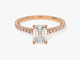 Emerald Cut Lab Grown Diamond Engagement Ring with Pave Set Side Stones (1.00 CT)