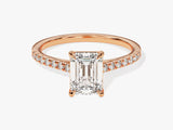 Emerald Cut Lab Grown Diamond Engagement Ring with Pave Set Side Stones (1.50 CT)