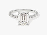 Emerald Cut Moissanite Engagement Ring with Pave Set Side Stones (2.00 CT)