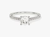 Cushion Cut Moissanite Engagement Ring with Pave Set Side Stones (1.00 CT)