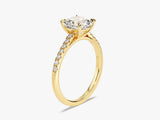 Cushion Cut Lab Grown Diamond Engagement Ring with Pave Set Side Stones (2.00 CT)