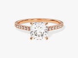 Cushion Cut Moissanite Engagement Ring with Pave Set Side Stones (2.00 CT)