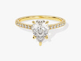 Pear Cut Lab Grown Diamond Engagement Ring with Pave Set Side Stones (1.50 CT)