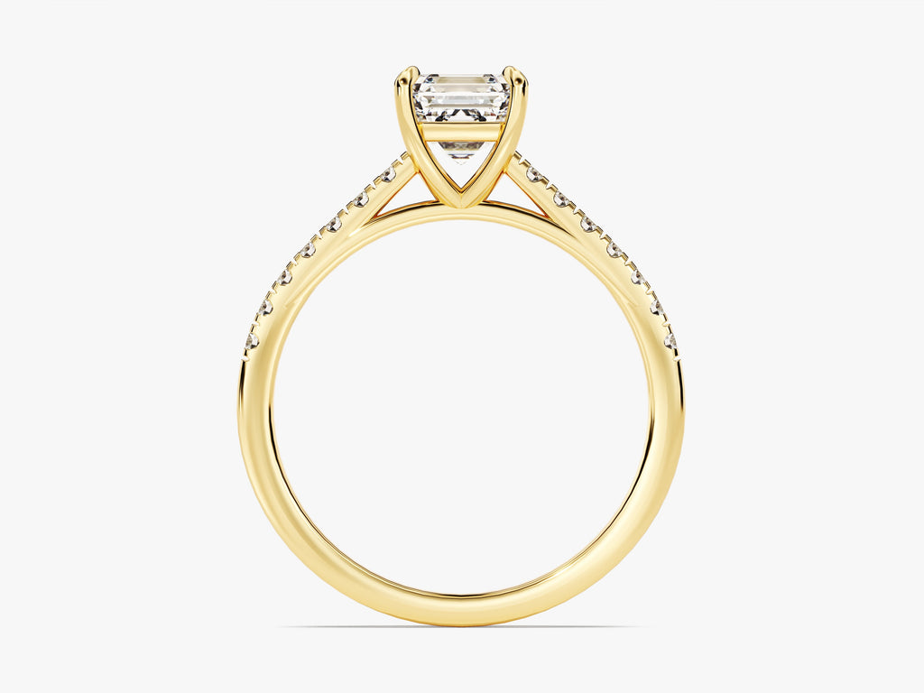 Asscher Cut Lab Grown Diamond Engagement Ring with Pave Set Side Stones (1.00 CT)