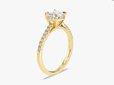 Asscher Cut Lab Grown Diamond Engagement Ring with Pave Set Side Stones (1.00 CT)