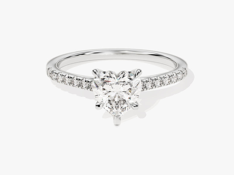 Heart Cut Lab Grown Diamond Engagement Ring with Pave Set Side Stones (1.00 CT)