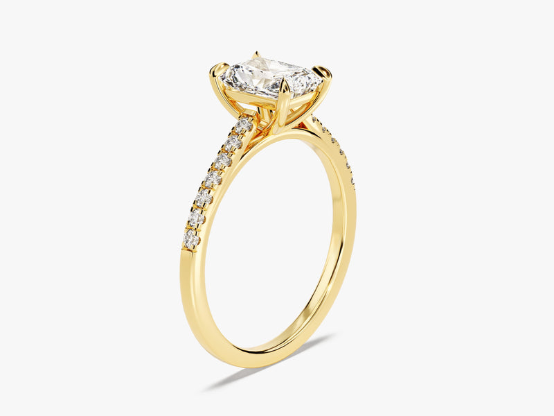 Radiant Cut Lab Grown Diamond Engagement Ring with Pave Set Side Stones (1.00 CT)