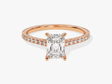 Radiant Cut Moissanite Engagement Ring with Pave Set Side Stones (1.00 CT)