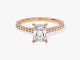 Radiant Cut Lab Grown Diamond Engagement Ring with Pave Set Side Stones (1.00 CT)