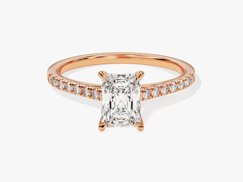 Radiant Cut Lab Grown Diamond Engagement Ring with Pave Set Side Stones (1.00 CT)