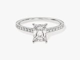 Radiant Cut Lab Grown Diamond Engagement Ring with Pave Set Side Stones (1.00 CT)