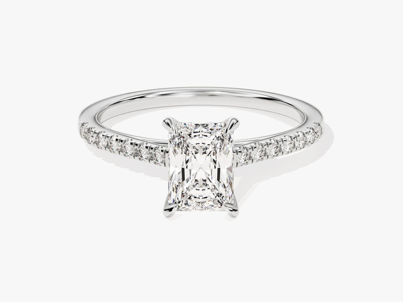 Radiant Cut Lab Grown Diamond Engagement Ring with Pave Set Side Stones (1.00 CT)