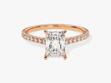 Radiant Cut Lab Grown Diamond Engagement Ring with Pave Set Side Stones (1.50 CT)