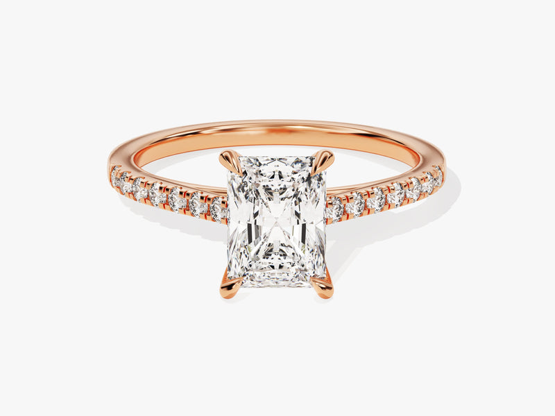 Radiant Cut Lab Grown Diamond Engagement Ring with Pave Set Side Stones (1.50 CT)