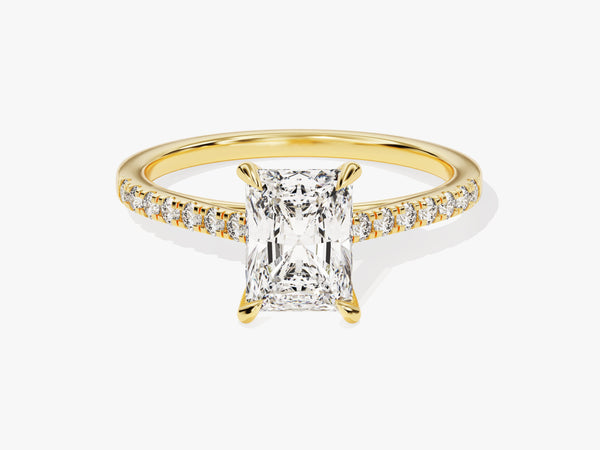 Radiant Cut Moissanite Engagement Ring with Pave Set Side Stones (1.50 CT)