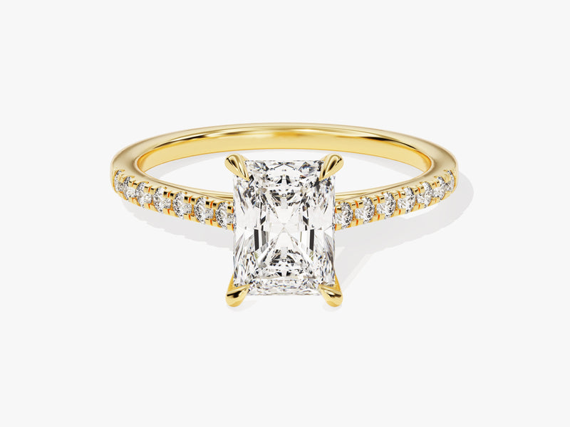 Radiant Cut Lab Grown Diamond Engagement Ring with Pave Set Side Stones (1.50 CT)