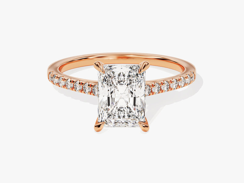 Radiant Cut Lab Grown Diamond Engagement Ring with Pave Set Side Stones (2.00 CT)