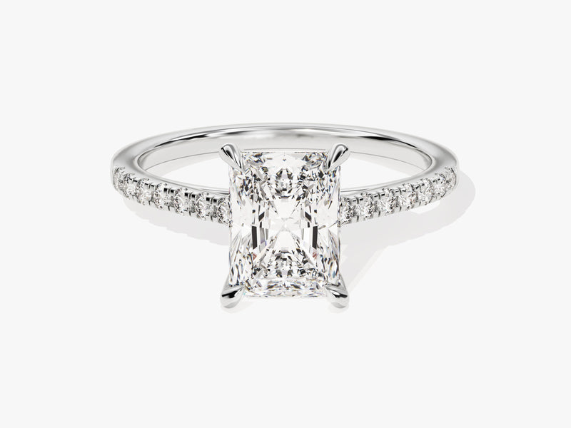 Radiant Cut Lab Grown Diamond Engagement Ring with Pave Set Side Stones (2.00 CT)