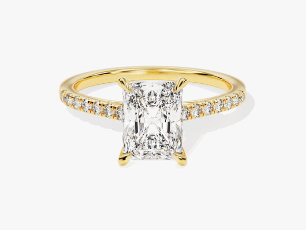 Radiant Cut Lab Grown Diamond Engagement Ring with Pave Set Side Stones (2.00 CT)