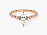 Marquise Cut Lab Grown Diamond Engagement Ring with Pave Set Side Stones (1.00 CT)