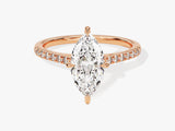 Marquise Cut Moissanite Engagement Ring with Pave Set Side Stones (1.50 CT)