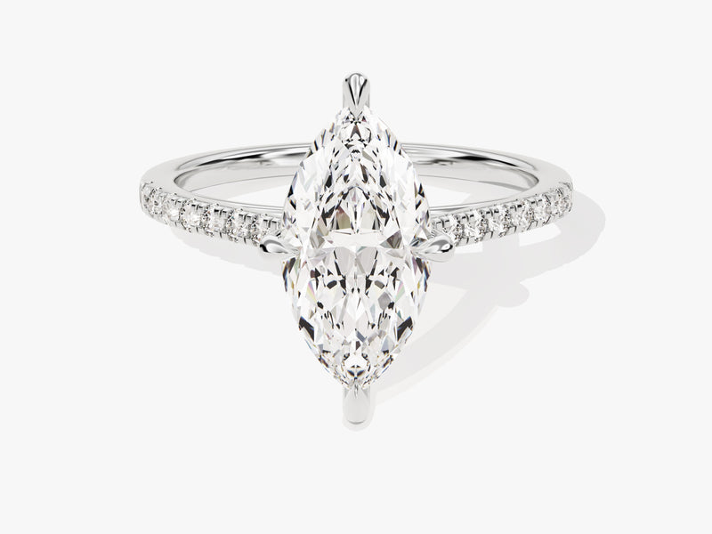 Marquise Cut Moissanite Engagement Ring with Pave Set Side Stones (2.00 CT)