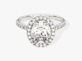 Oval Halo Lab Grown Diamond Engagement Ring with Pave Set Side Stones (2.00 CT)