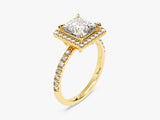 Princess Halo Lab Grown Diamond Engagement Ring with Pave Set Side Stones (1.50 CT)