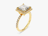 Princess Halo Lab Grown Diamond Engagement Ring with Pave Set Side Stones (2.00 CT)