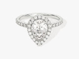 Pear Halo Lab Grown Diamond Engagement Ring with Pave Set Side Stones (1.50 CT)