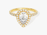Pear Halo Lab Grown Diamond Engagement Ring with Pave Set Side Stones (1.50 CT)