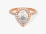 Pear Halo Lab Grown Diamond Engagement Ring with Pave Set Side Stones (2.00 CT)