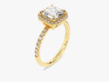 Asscher Halo Lab Grown Diamond Engagement Ring with Pave Set Side Stones (1.50 CT)