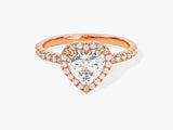 Heart Halo Lab Grown Diamond Engagement Ring with Pave Set Side Stones (1.00 CT)