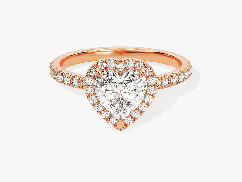 Heart Halo Lab Grown Diamond Engagement Ring with Pave Set Side Stones (1.00 CT)