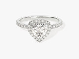 Heart Halo Lab Grown Diamond Engagement Ring with Pave Set Side Stones (1.00 CT)